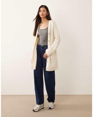 Abercrombie & Fitch Cable Knit Longline Cardigan - Blue