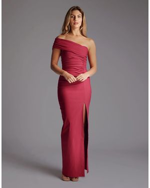 Vesper Off The Shoulder Ruched Maxi Dress - Red