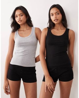 ASOS Mix And Match 2 Pack Pajama Scoop Neck Singlet - Black