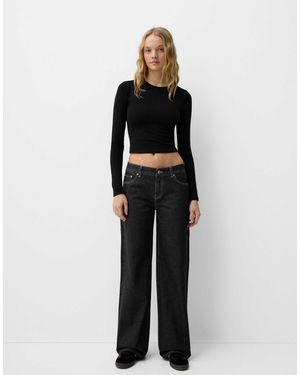 Bershka – boyfriend-jeans - Schwarz