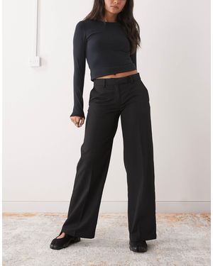 Pantalon Large Court Monki Taille 12 – Noir – Coupe Décontractée Et Stretch (66% Polyester, 27% Viscose, 7% Élasthanne)