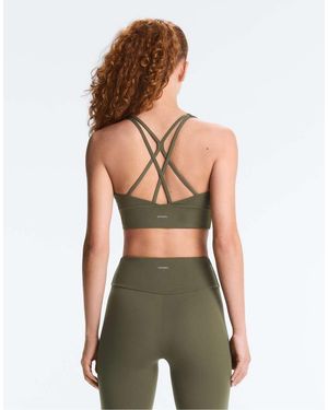 Oysho Medium-Support Comfortlux Sports Bra With Cups - Green