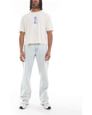 Calvin Klein Vaqueros De Corte Recto Con Lavado Claro De Estilo Años 90 Icon De -Azul - Blanco