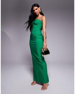 Vesper – trägerloses maxikleid aus bengaline - Grün