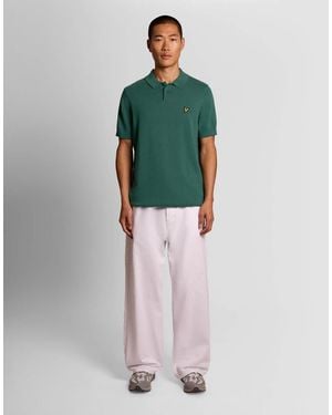 Lyle & Scott Mid Knits Cotton Short Sleeve Knitted Polo - Green