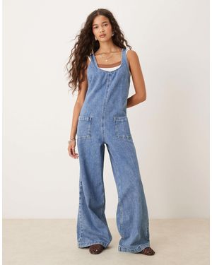 ASOS – latz-jumpsuit aus denim - Blau
