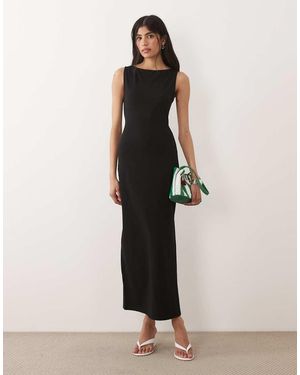 ASOS Slash Neck Tie Back Midaxi Dress With Side Split - Natural