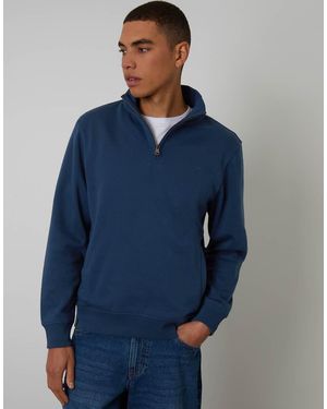 Threadbare Quarter Zip Sweatshirt - Blue