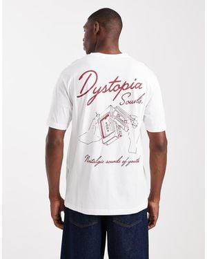 Only & Sons Relaxed Fit T-shirt With Dystopia Back Print - White