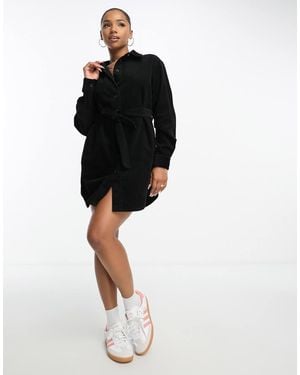ASOS Cord Belted Shirt Dress - Black