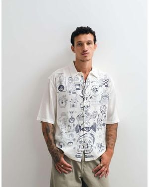 AllSaints Ignis Short Sleeve Graphic Illustrative Logo Shirt - White