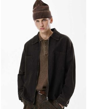 Pull&Bear Zip Pocket Shirt - Black