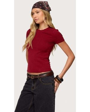 Edikted Daphney Ribbed T Shirt - Red