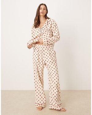 Abercrombie & Fitch Flannel High Rise Boxer Pyjama Bottoms Co-ord - Natural