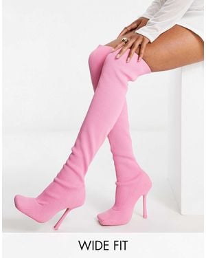 Public Desire Bubbles - cuissardes en maille à talon aiguille - Rose