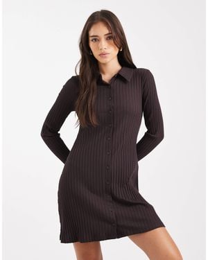 Miss Selfridge – geripptes minikleid - Braun