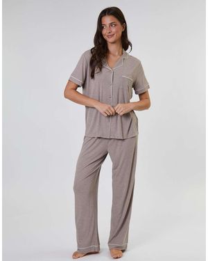 Loungeable Pijama De Canalé Para Mujer De - Neutro