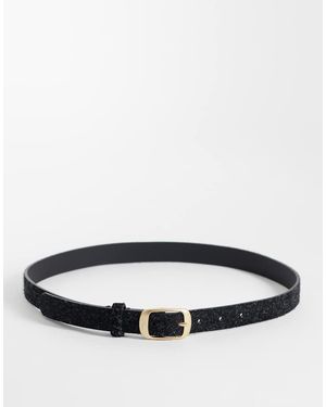 Dime shaggy Textured Leather Belt - Grey
