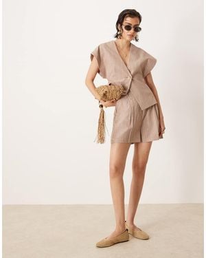 ASOS Tailored A-line Shorts With Linen - Natural