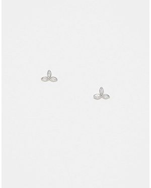 Kingsley Ryan Triple Gem Set Leaf Stud Earrings - Metallic