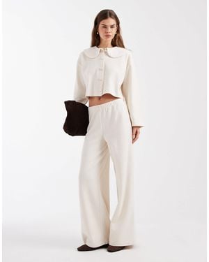 Miss Selfridge Soft Rib Wide Leg Trouser Co-ord - White