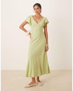 ASOS Angel Sleeve Midi Tea Dress - Green