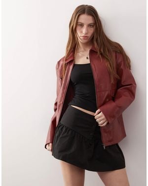 Noisy May – racer-jacke aus kunstleder - Braun