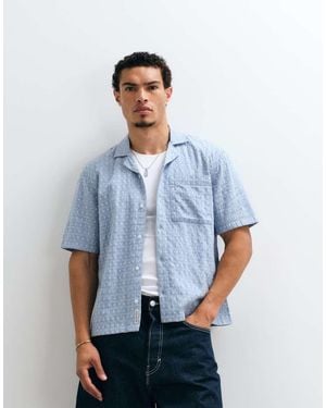 Hollister Textured Short Sleeve Shirt - Blue