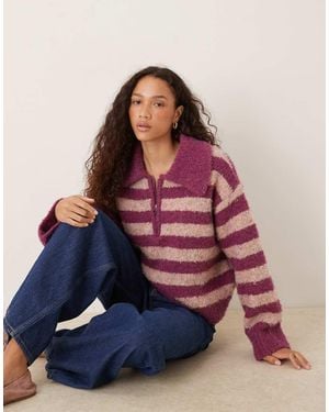 Vrg Grl Chunky Striped Collar Jumper - Blue
