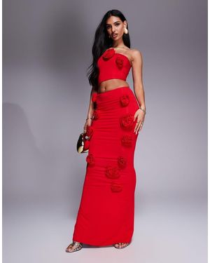 Wanderdoll Posie Sculpting Second Skin Corsage Detail Bandeau Crop Top - Red