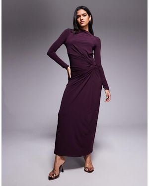 DASKA Exclusivité - - robe longue à col montant - figue profond - Violet