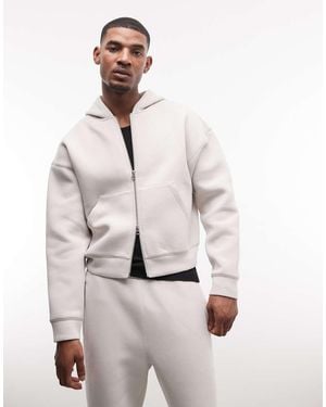Weekday Sudadera Blanco Hueso Extragrande Con Capucha Y Cremallera De Tejido Efecto Neopreno De (Parte De Un Conjunto) - Neutro