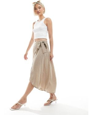 Pieces Wrap Midi Skirt - Natural