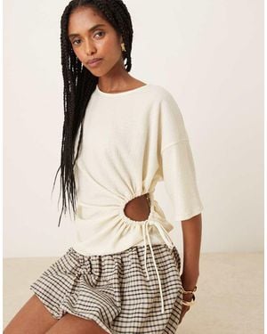 ASOS Textured Cut Out Detail T-shirt - Natural
