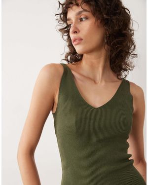 Jdy V Neck Knitted Singlet Top - Green