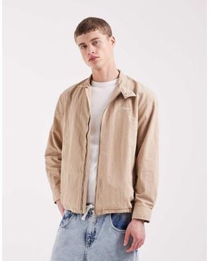 Pompeii UK Pompeii 100% Nylon Ochre Technical Zip Up Harrington Jacket - Natural