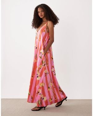 ASOS Sleeveless V Neck Trapeze Maxi Dress - Pink