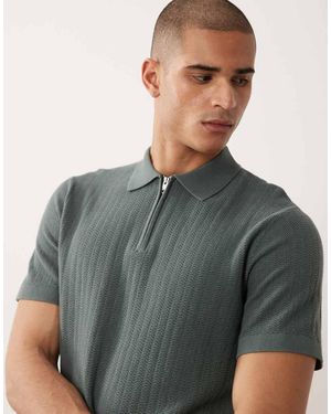 SELECTED Polo Scuro Con Zip - Grigio