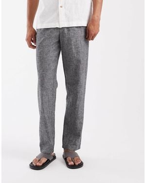 Blend – regular-fit-hose aus baumwollleinen - Grau