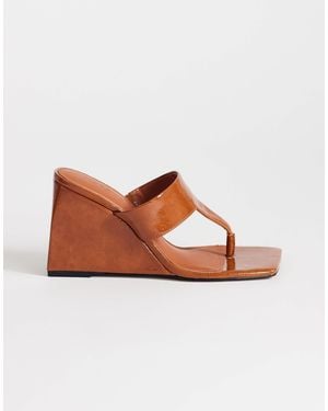 TOPSHOP Archer Toe Thong Wedge Heel - Brown