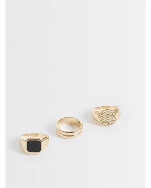 Reclaimed Vintage Three Pack Of Rings With Black Stone - Natural