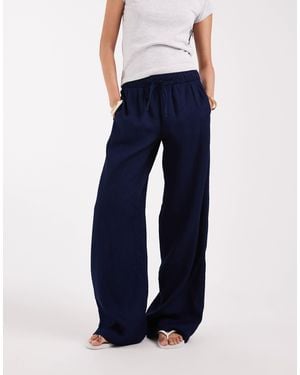 ONLY Wide Leg Seersucker Trouser - Blue