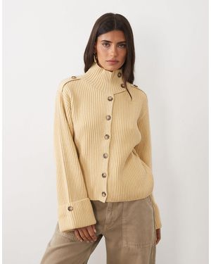 Gina Tricot Strickjacke mit stehkragen - Natur
