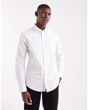 Threadbare Long Sleeve Oxford Shirt - White