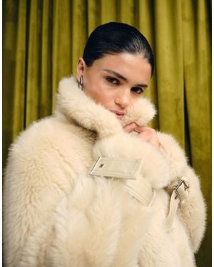 Urbancode Faux Fur Belted 80's Jacket - Natural