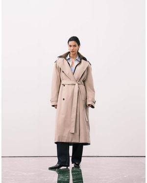 Weekday – hochwertiger woll-trenchcoat - Pink
