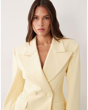 Wanderdoll Exclusive Charlotte Oversized Lapel Cinch Waist Blazer - Natural