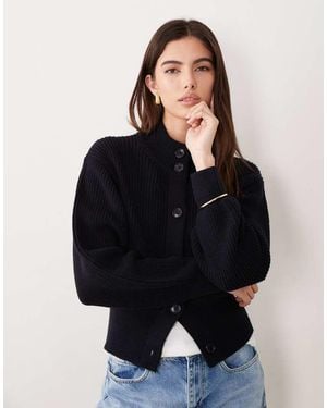 ASOS Knitted Funnel Neck Cardigan - Black