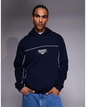 ASOS Relaxed Fit Hoodie With Piping And Print Detail - Blue