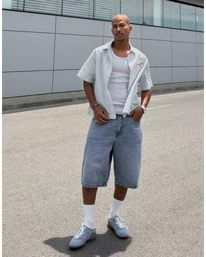 Bershka Boxy Embroidered Short Sleeve Shirt - White